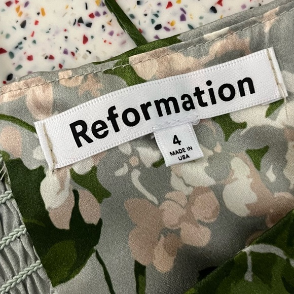 Reformation Frankie Silk Maxi Slip Dress Tea Garden Floral Slit Women’s Size 4 - Picture 8 of 12